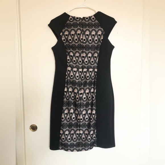 Enfocus Studio Black and Cream Sheath Dress Women's Size 8 - Picture 3 of 5